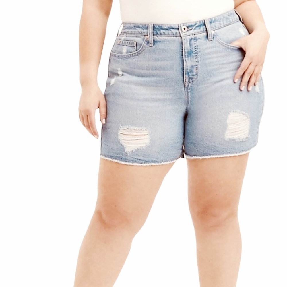 Torrid High Waisted Destroyed Denim Shorts